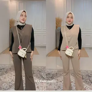 FX FASHION - [ SPECIAL LIVE REFI 3 ] Setelan Vest Kancing Bahan Scuba Premium Nyaman Setelan Wanita Kekinian Basic