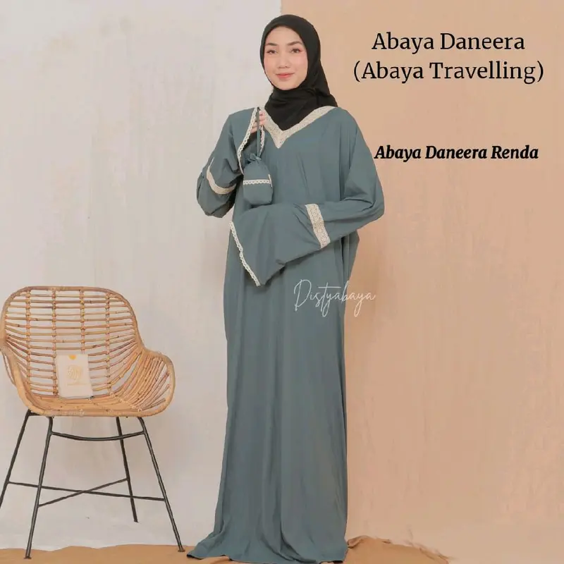 Abaya Daneera Motif Mini Pocket // Mukena Abaya Treveling // Abaya Mini Trevel // Abaya Treveling Polos 2