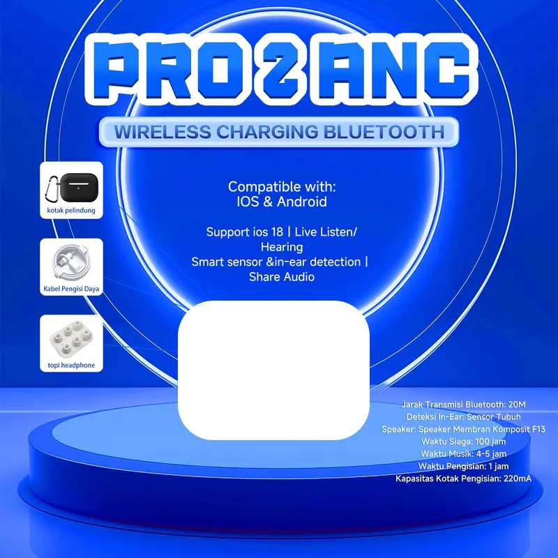 Pro 2  ANC<LIVE>Generasi Kelima Earbuds Nirkabel untuk  Headphone Bluetooth Earbuds In-Ear Reduksi Kebisingan Kontrol Sentuh Pemasangan 0