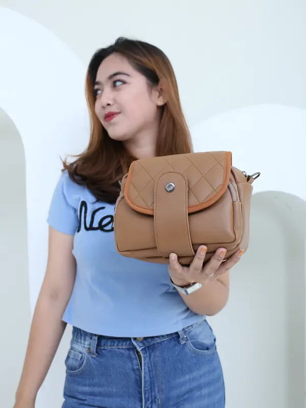 Tas Selempang Wanita semi Kulit Asli Fashionable tas tote bag whits Cewek 2