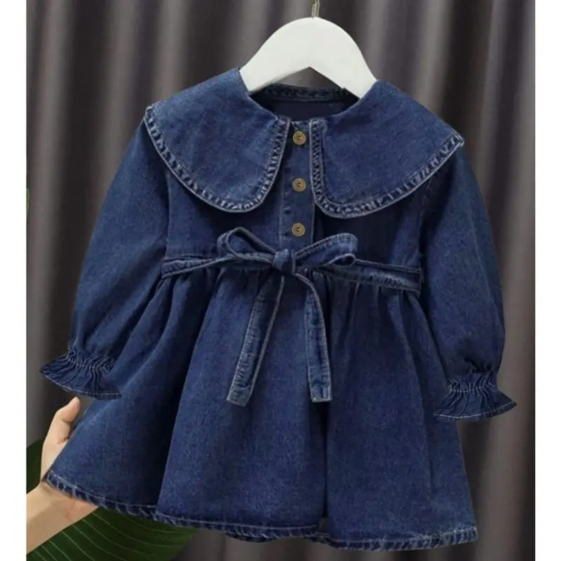 DRESS JEANS VINNA UNTUK ANAK USIA 1-6 TAHUN Lengan Blue Perempuan 0