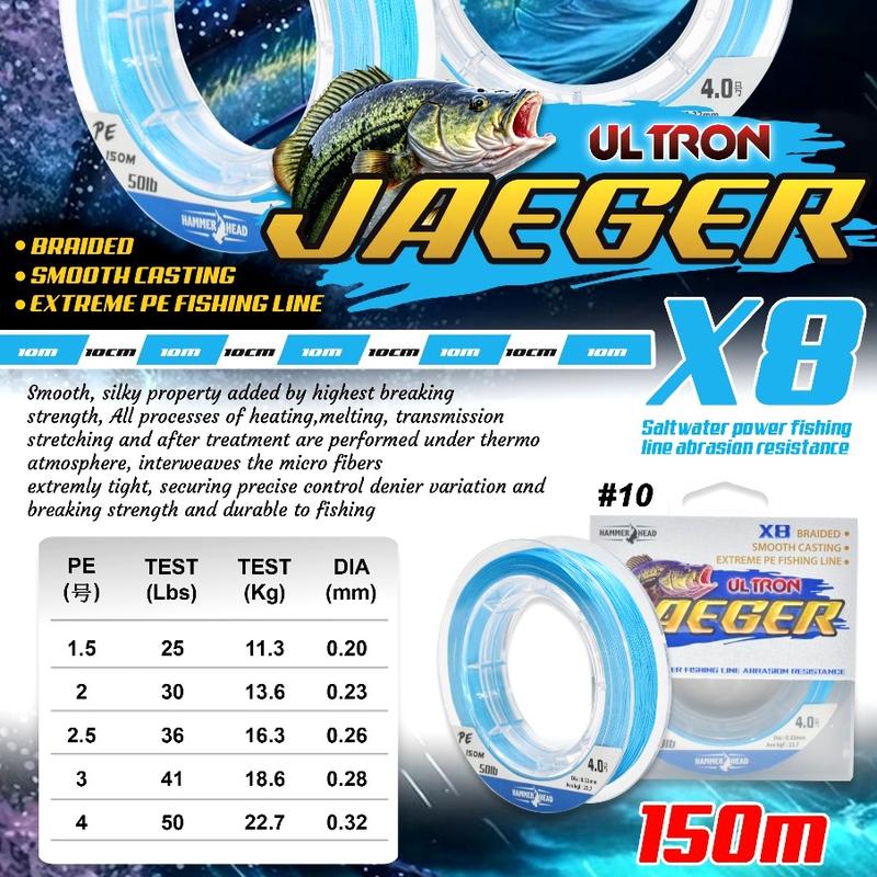 senar PE hammerhead ULTRON JAEGER X8 100 m & 300 m 6