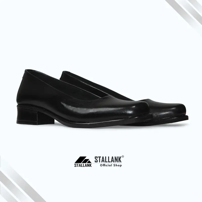 STALLANK || Sepatu Pantofel Kerja Wanita Asli Kulit Heels Shoes Hitam 0