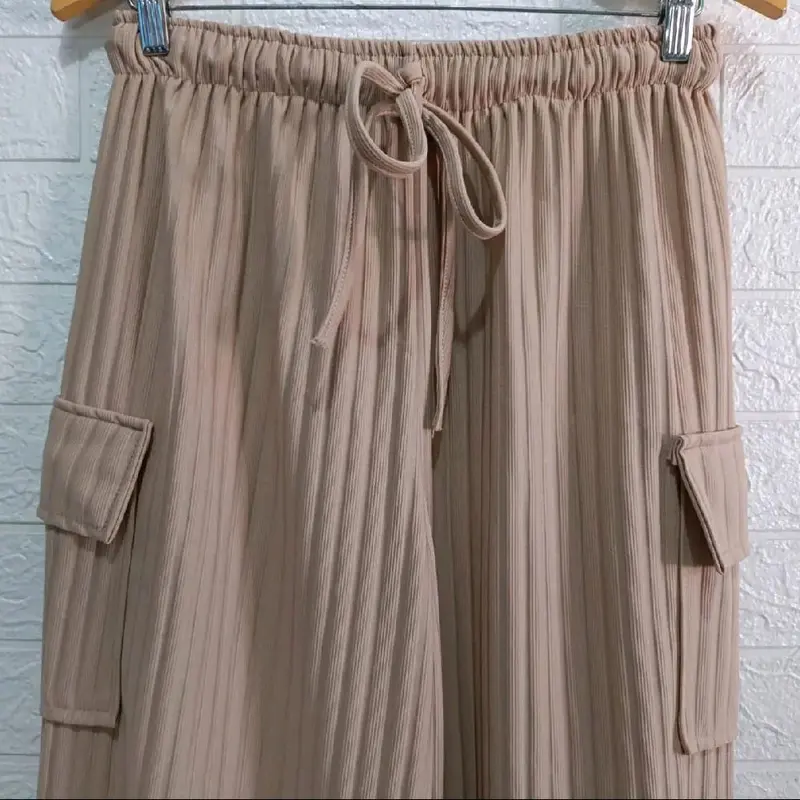 BIG PROMO Kulot Cargo Jumbo Knit Hornet Panjang  Celana Wanita Pant Linen Bawahan Tebal 0