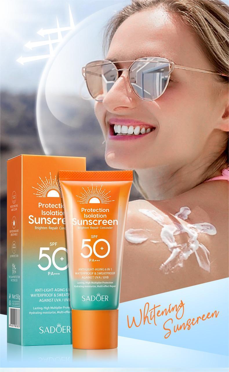 Product Introduction of Year-End Sale SADOER Sunscreen Repair Isolation Anti-UV Lotion, Moisturizing, Suitable for Boys and Girls, Price Discount, Facial Skincare.Christmas Eve Comfort Hydrate Moisture Moisturizer 0