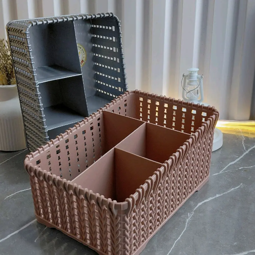 Tempat Kosmetik / Tempat ATK basil 4 sekat / Tempat keranjang bumbu serbaguna / tempat surat (ukuran sesuai gambar, lihat ukuran di deskripsi)