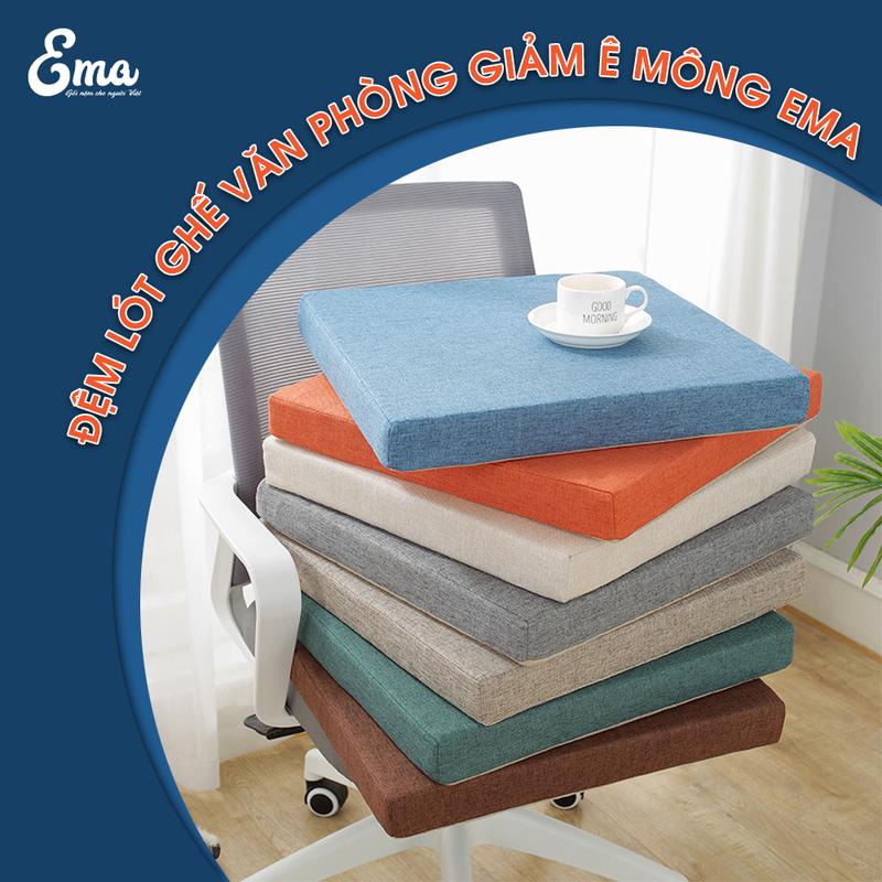 Đệm vuông dày 5cm lót ghế văn phòng giảm ê mông EMA, đệm ngồi bệt decor phòng khách, quán cafe