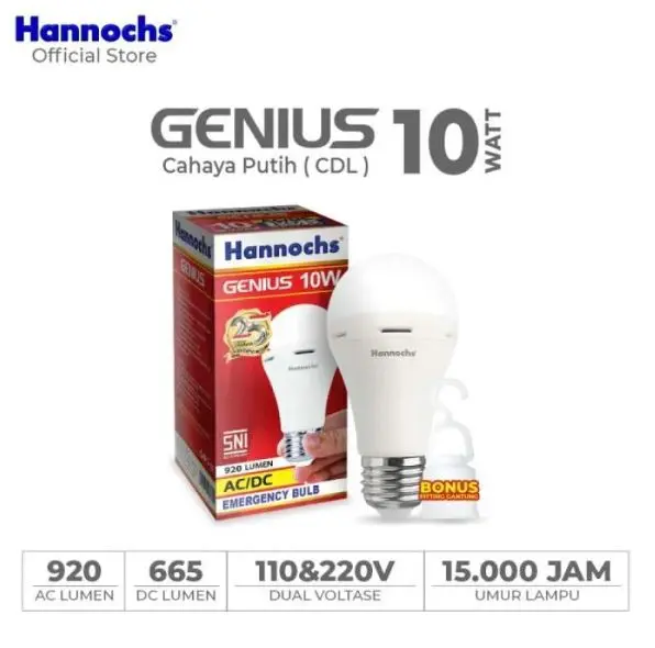 Lampu LED hannochs genius emergency / magic ac dc 10w 10 watt