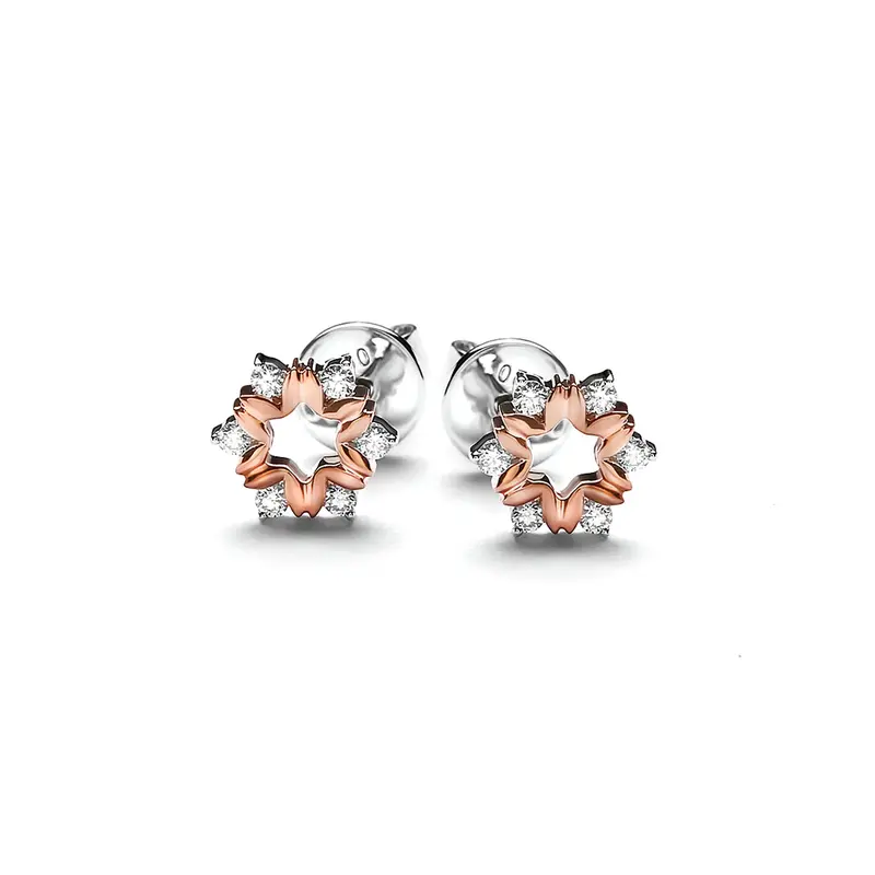 Lino and sons - anting berlian F VVS (Fabiene Two Tone Diamond Earrings) [Preorder 20 Hari] 0