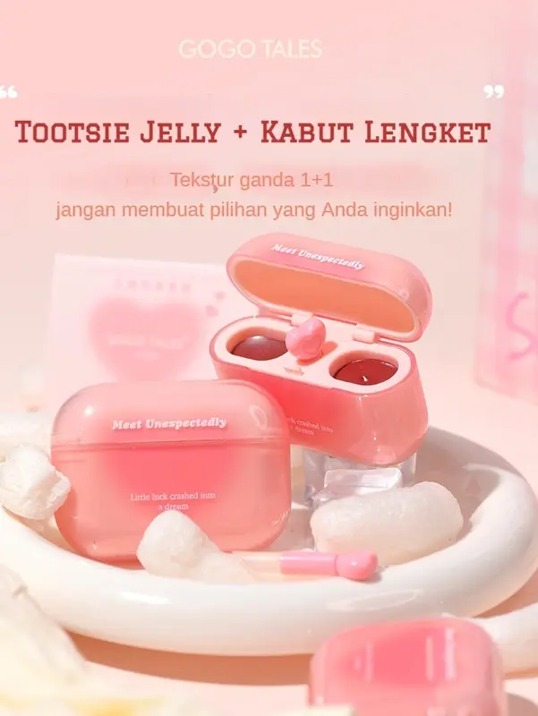 gogo tales AirPods Lipstik Cloud Sense Duplex Lip Glaze Dual Colour Lip Glaze Headphone Lip Glaze GT621 3