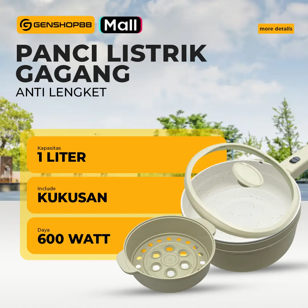 Javotec Panci Listrik Serbaguna Kapasitas 2 Liter Ceramic Teflon EC-550 Multifungsi Menggoreng Merebus Mengukus Anti Lengket Panas 600 Watt Genshop88 "PANCI LISTRIK ,SOLUSI DAPUR MASA KINI"