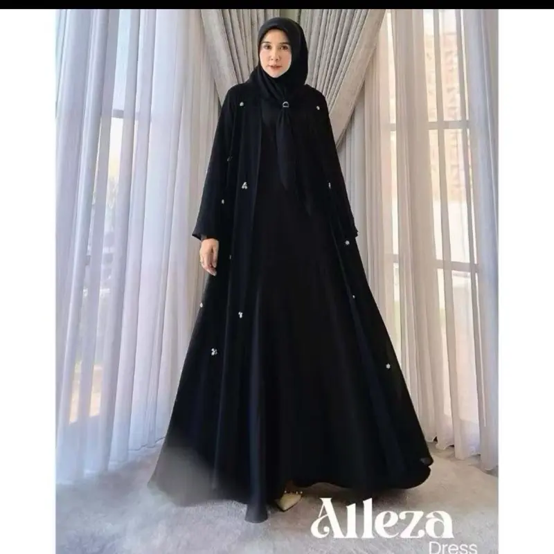 Model Terbaru Baju Gamis Abaya Simple // Alezza Dress Abaya Bahan Velvet Combi Ceruty // Abaya Terhits Tahun 2025 // Ready Ukuran M L XL 3XL 4XL Ld 100-140cm Muat Bb 100kg // Dress Elegan Cantik // Dres Kondangan 4