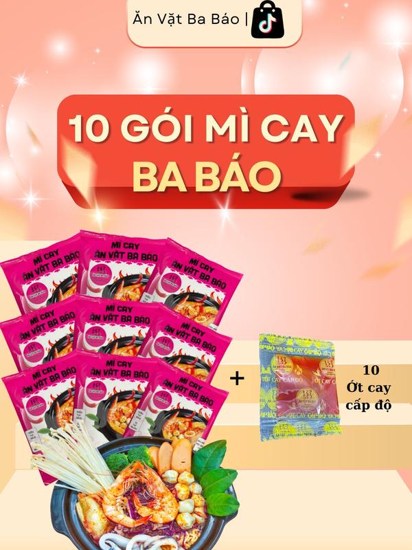 [ DEAL LIVE ] COMBO 10 GÓI MÌ CAY BA BÁO CỐT PHA SẴN , NẤU TẠI NHÀ HƯƠNG VỊ TẠI QUÁN ( 1 GÓI GỒM MÌ VÀ SÚP ) KÈM ỚT CAY  CẤP ĐỘ