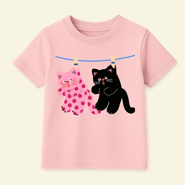   A18  Áo Phông Bé Gái In Mèo Dễ Thương Cộc Tay Chất Cotton Mền Mịn | Hình In Cực Xinh Form Rộng Thoải Mái | Bé 2 - 10 Tuổi cờ Áo Phông Trẻ 