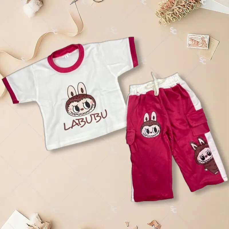 set outfit anak perempuan sweater terbaru setelan motif usia 1-12 tahun Parsel setelan  labubu taupe setelan resmi & setelan 5