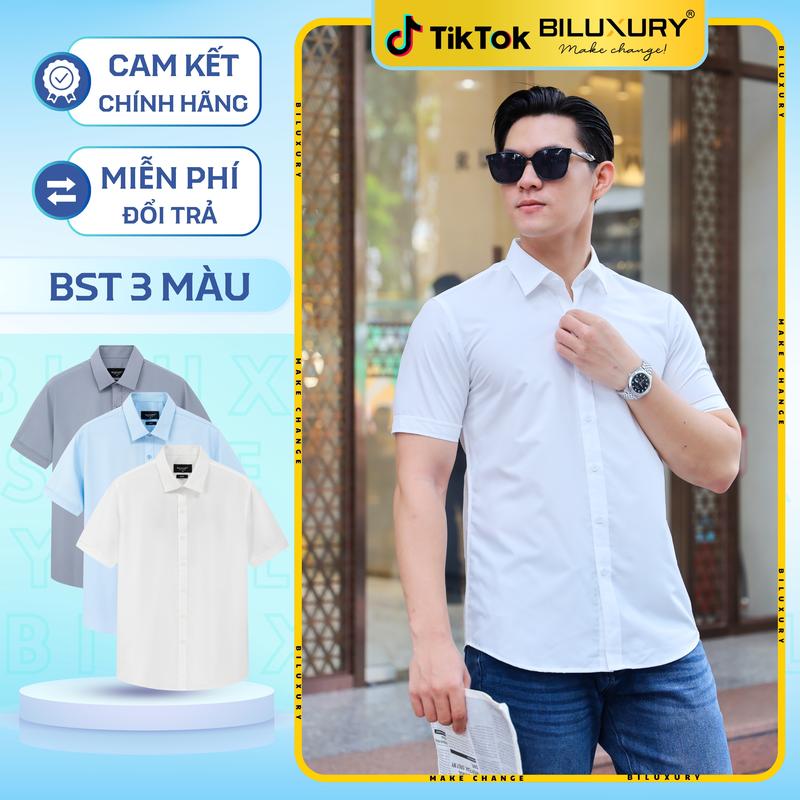 Áo Sơ Mi Nam Ngắn Tay, sơ mi cộc 9SMCB548 BILUXURY Không Túi Chất Vải Kháng…