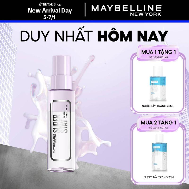 MỚI Xịt khóa nền dưỡng ẩm Superstay Double Fixer Spray giữ lớp trang điểm lâu trôi dưỡng ẩm 24h Maybelline Newyork