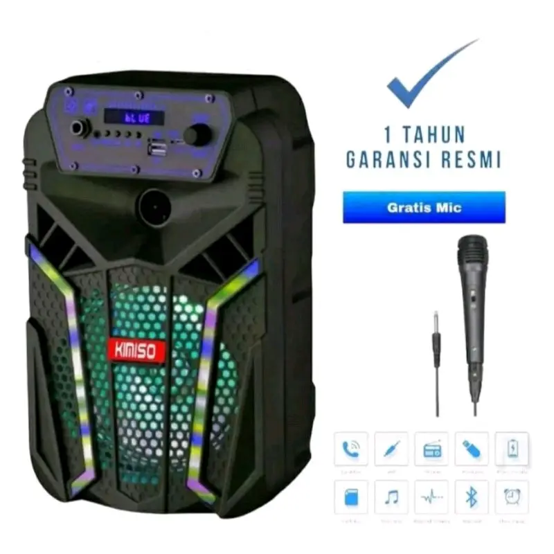 Speaker Bluetooth Karaoke SX-5008 Gratis Microphone Super Bass /Salon Aktif Bluetooth Radio, TF Card, USB, AUX, Luz LED Wireless