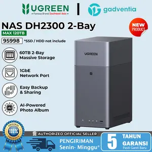 UGREEN NASync DH2300 2-Bay NAS Server 60TB Max 4GB RAM 1GbE Network Port With 4K@60Hz HDMI Port