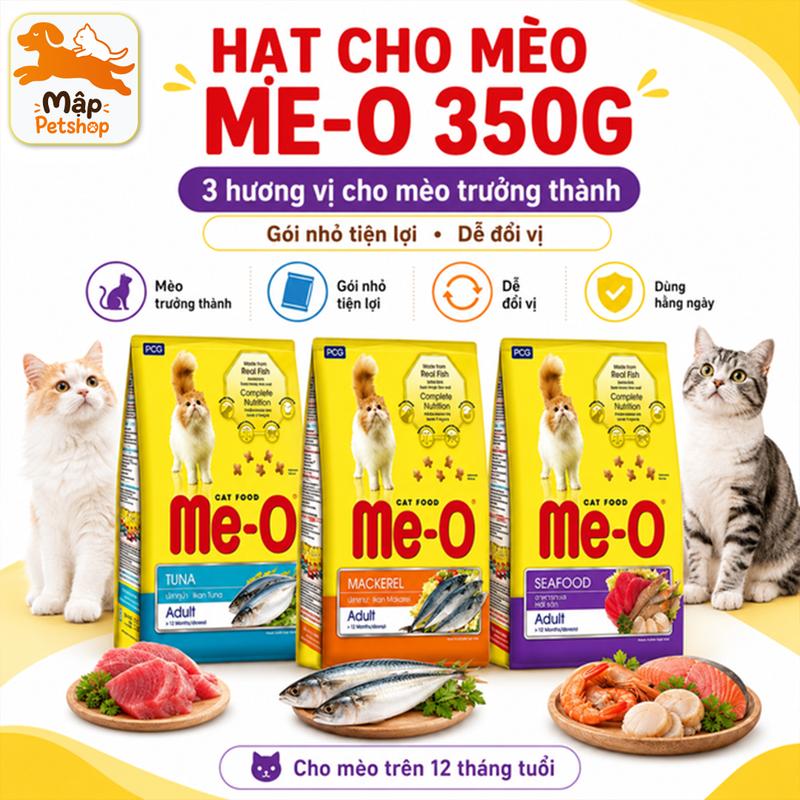 Thức ăn hạt cho mèo Me-O 350g dinh dưỡng đủ vị Cá Ngừ / Cá Thu / Hải Sản