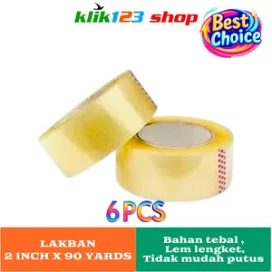 Lakban Bening (2 INCH x 90 YARD) - Isolasi (1 inch x 72 YARD) - 6PCS (1 SLOP)