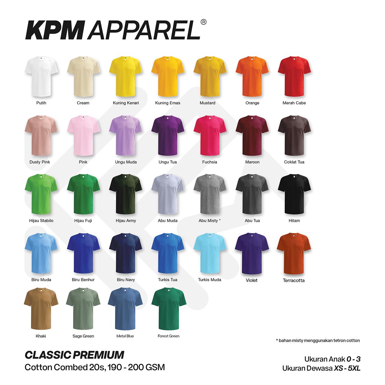 [BELI 2 DIKIRIM 3] KPM Apparel Kaos Classic Premium Reguler dan Big Size Cotton Combed 20s Nyaman Polos Basic Pendek