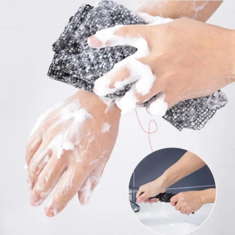 Product Introduction of Back Scrubber, 1 Count Exfoliating Shower Taking Washcloth, Long Handle Back Rubbing Washcloth, Bath Nylon Towel Brush for Back, Bathroom Accessories, Personal 3
