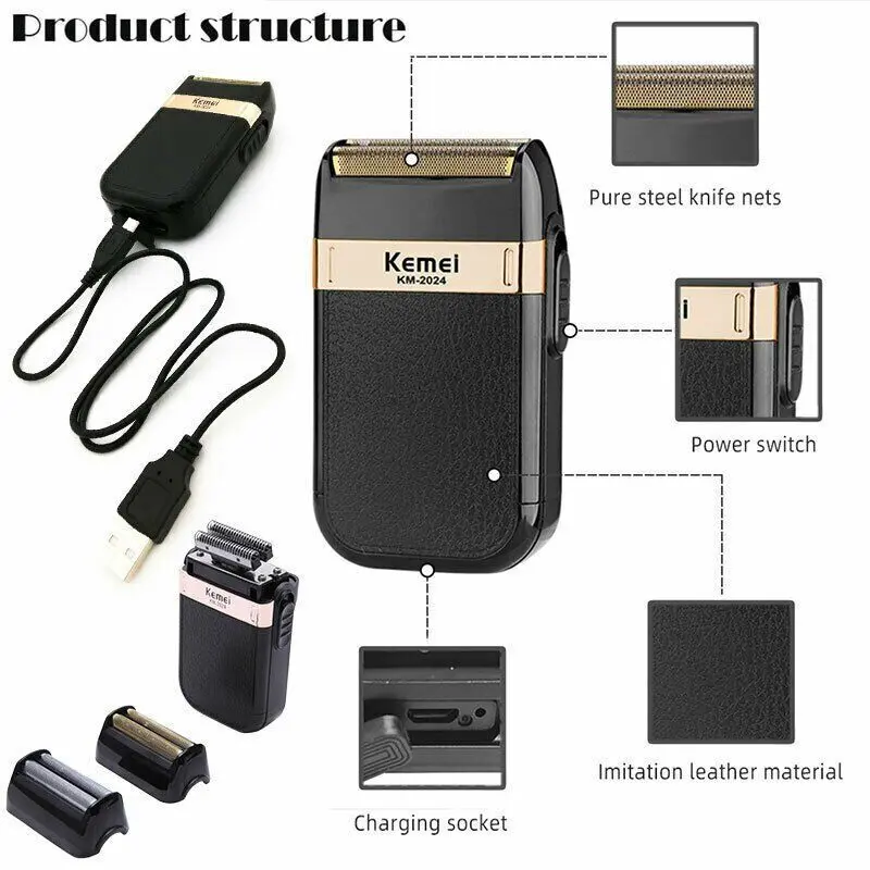Paling Murah - Original Cukuran Rambut Kemei KM 1102 / KM 2024 Shaver Alat Cukur Kumis Jenggot Brewok Recharger 8