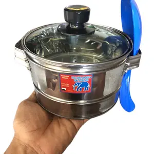 PANCI KUKUS KUPING MINI 16cm STAINLES TUTUP KACA kukusan serbaguna