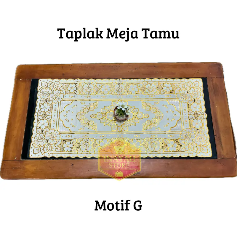 Taplak Meja Tamu Motif Emas ukuran 43 cm x 80 cm Tahan air Tahan minyak Modern Square Taplak Meja Bunga 7