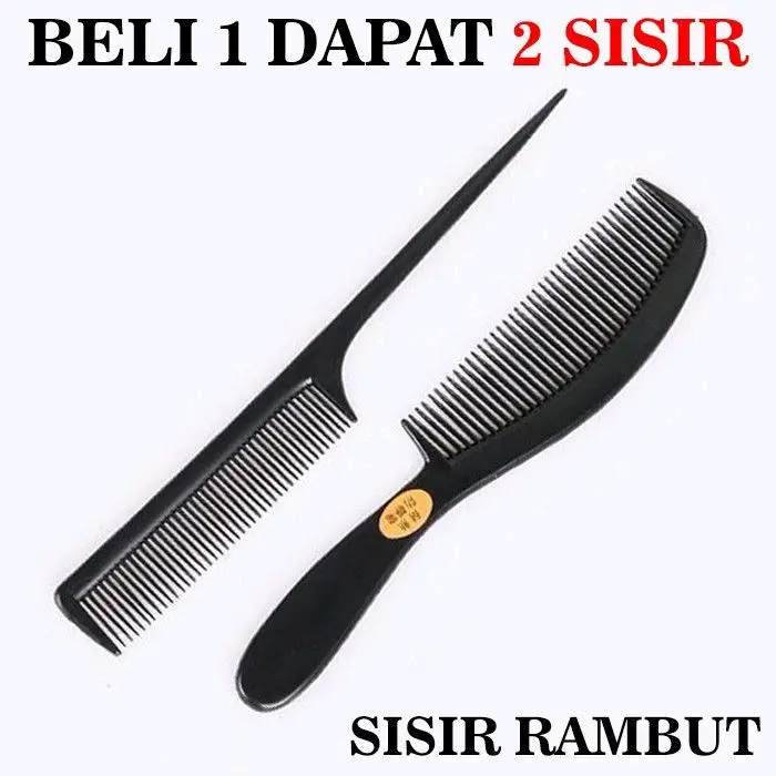PROMO ISI 2 PCS SISIR RAMBUT  HITAM SET POLOS