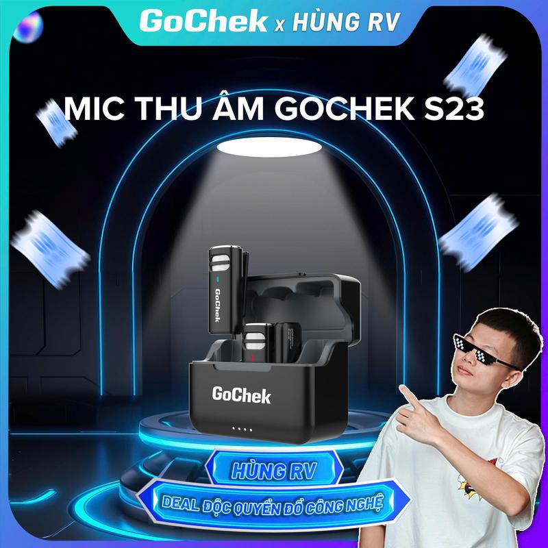 [GOCHEK x Hùng RV] Micro thu âm không dây GoChek S23 CÓ DOCK SẠC | Khử tiếng ồn phù hợp live/ quay video/ ghi âm cho điện thoại/máy tính GC-C/D GoChek S23