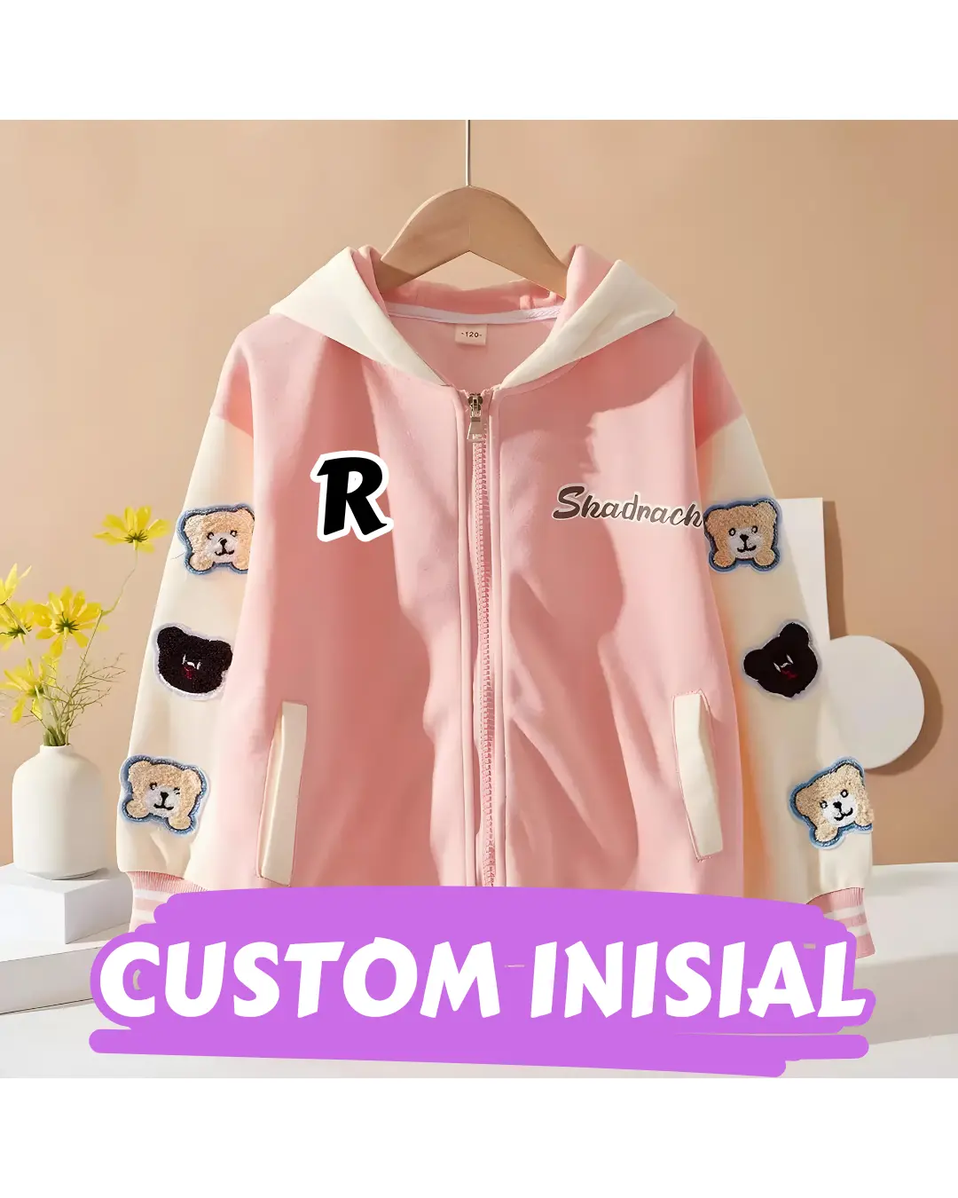 COD CUSTOM Jaket Varsity Baseball Bear Beruang Anak 6-9 tahun sweater pria/wanita