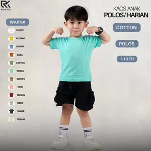 Atasan Kaos Polos Harian Anak Laki Laki dan Perempuan Untuk Umur 1-13 Tahun