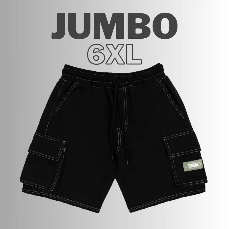 SERVENT - 6XL JUMBO Celana Kargo Pendek Aplikasi Terbaru Short Cargo Pants Unisex 0