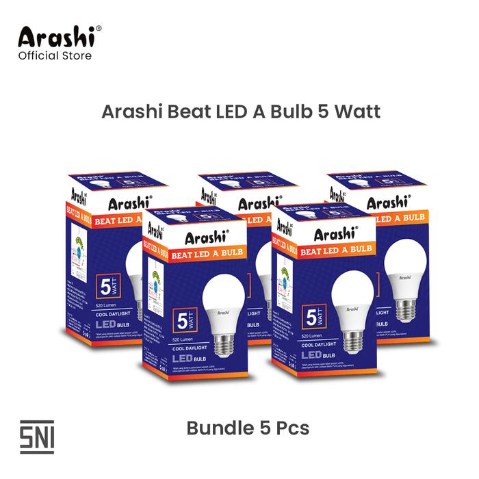 Gambar Arashi Lampu Bohlam LED Beat A Bulb 5W Cahaya Putih Paket isi 5pcs dari Arashi asia Kab. Tangerang Tokopedia