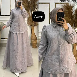 QUEENASYARI - Alya Series 6 Set Rok Katun Bordir Jumbo LD 120-140 Cantik Mewah  Setelan Wanita Remaja Kekinian Berhijab Kondangan Muslim Pesta Dewasa Nyaman