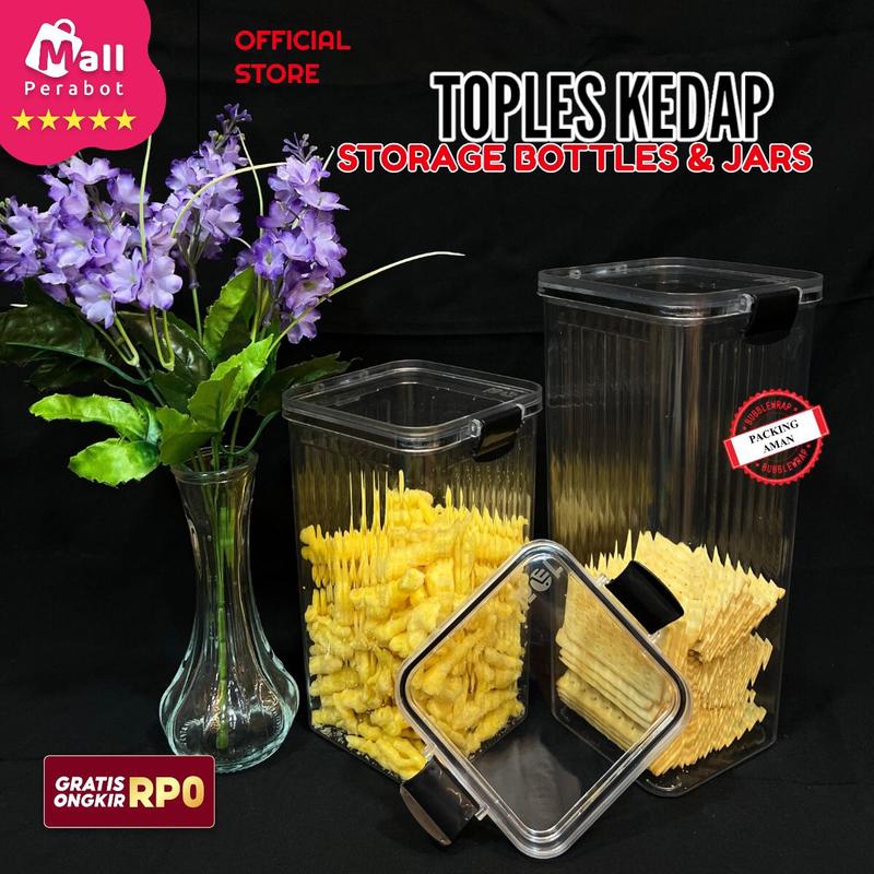 Mall Perabot | Toples Kedap Storage Bottle & Jars | Plastik Bening | Set Toples | Aesthetic | Toples Bumbu Dapur | Kotak Snack Kedap Udara Transparan 5