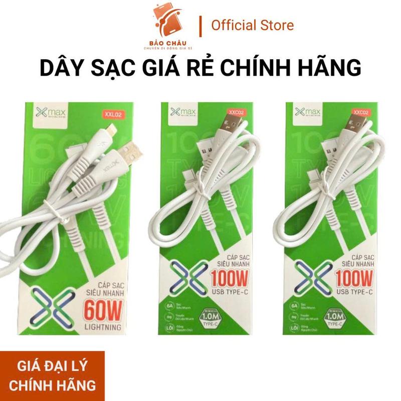 Dây sạc Xmax , giá rẻ. Dây Type-C, USB A, Micro USB từ 60W - 100W