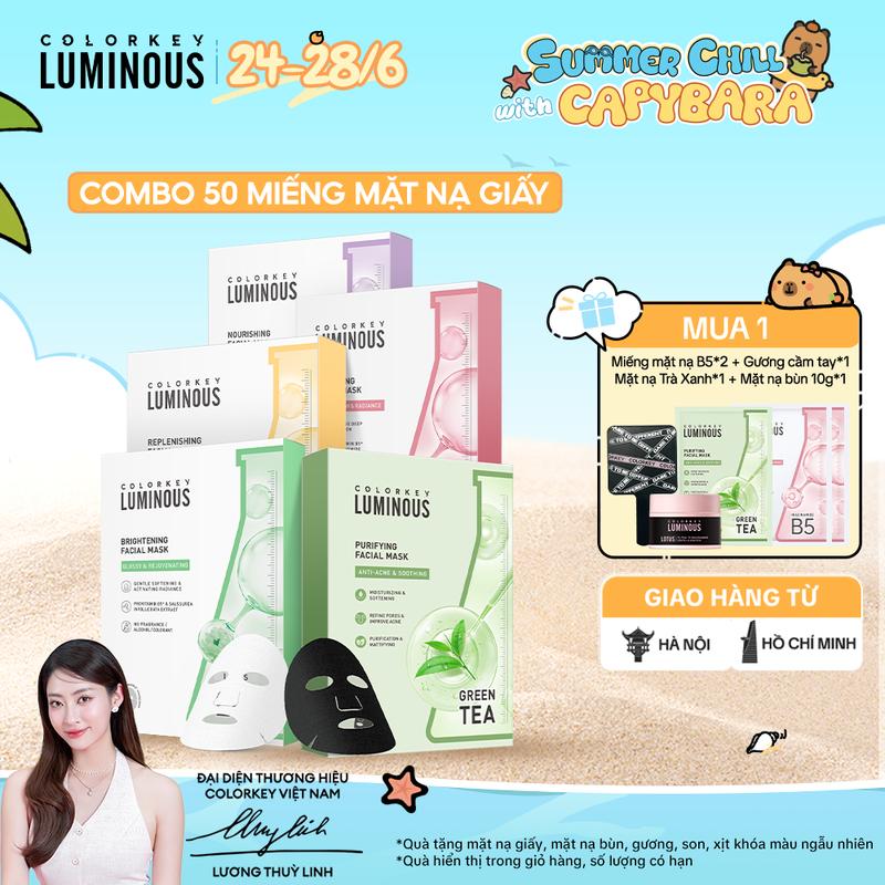 COMBO 5 HỘP Mặt Nạ Giấy COLORKEY LUMINOUS 10 miếng/hộp