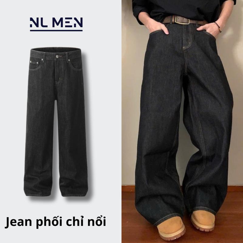  Quần Jeans Retro NL MEN Quần Kiểu Dáng Rộng Unisex Nam Nữ 