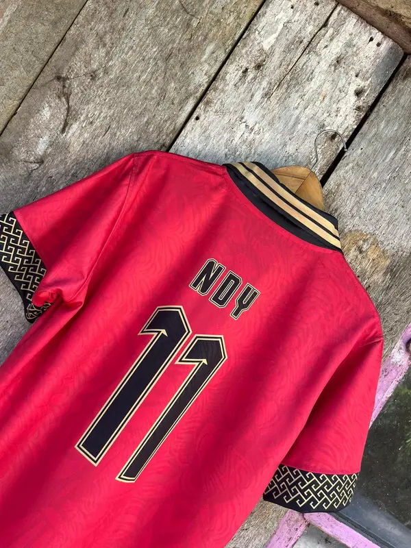 Jersey Timnas Series Kerah Wangky Merah Logo Printing dan Logo Bordir Free Custom Nama dan No Punggung Sport 4
