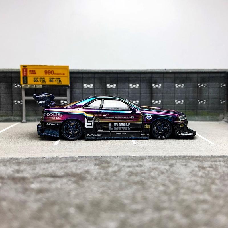 Product Introduction of CM Model 1 64 Nissan ER34 electroplated seven color delivery wheel hub alloy car model Alloy Diecast Car Model Collection 7