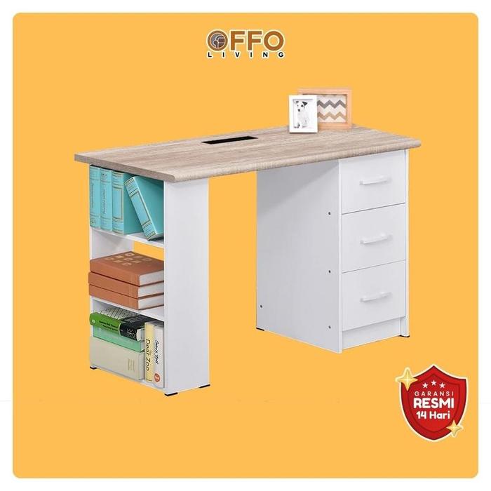 Gambar Offo Living - Meja Belajar - Meja Kerja dengan Rak Tempat Penyimpanan - RK-12050 dari Offo Living Furniture Kab. Bogor Tokopedia