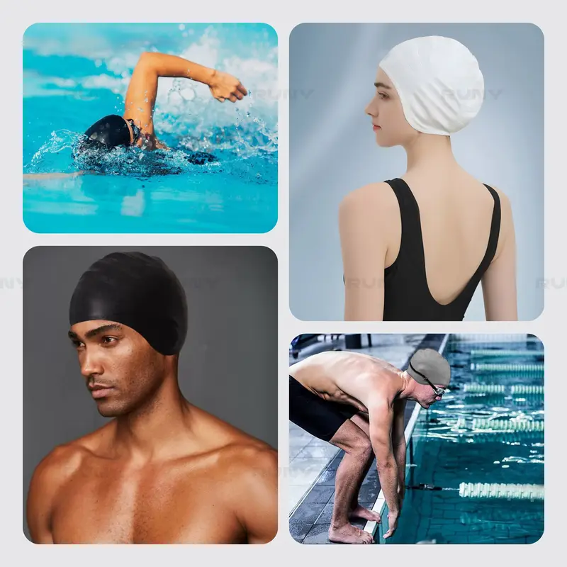 Mũ Bơi Người Lớn Silicone Dùng Được Cho Nam Nữ Bịt Tai - Ngăn Nước - Chùm Búi Tóc - MB02 8