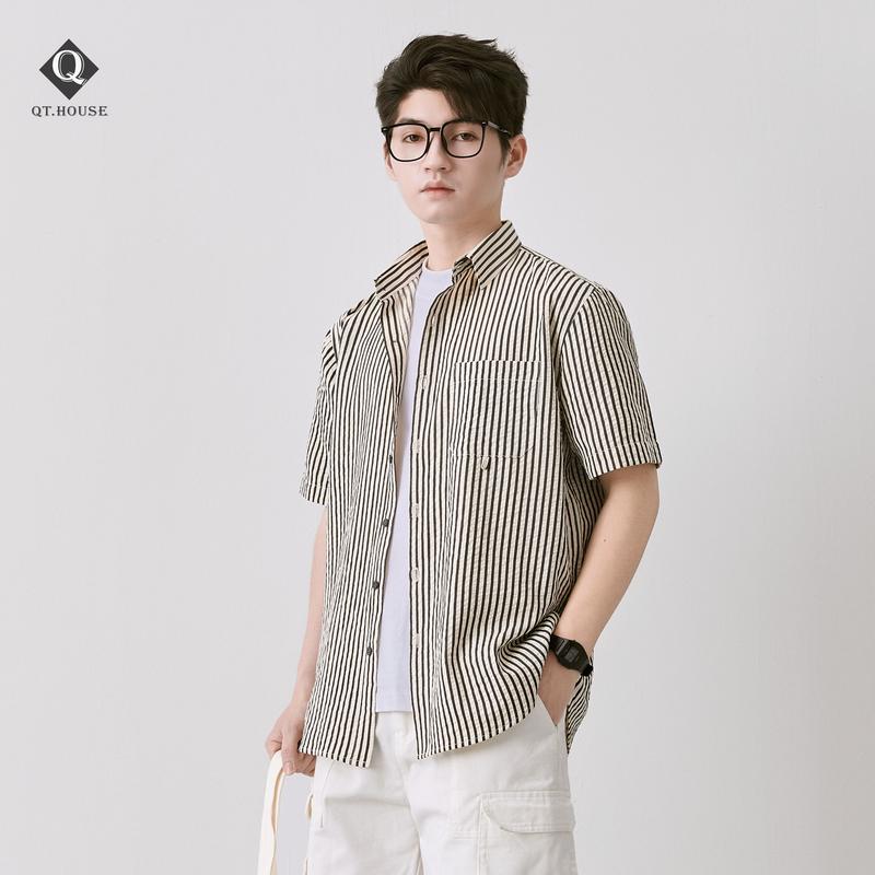 [Xả kho] Áo Sơ Mi Nam Ngắn Tay Họa Tiết Kẻ Sọc Đi Biển Form Regular Fit Cộc Tay SMN02 Menswear Nam