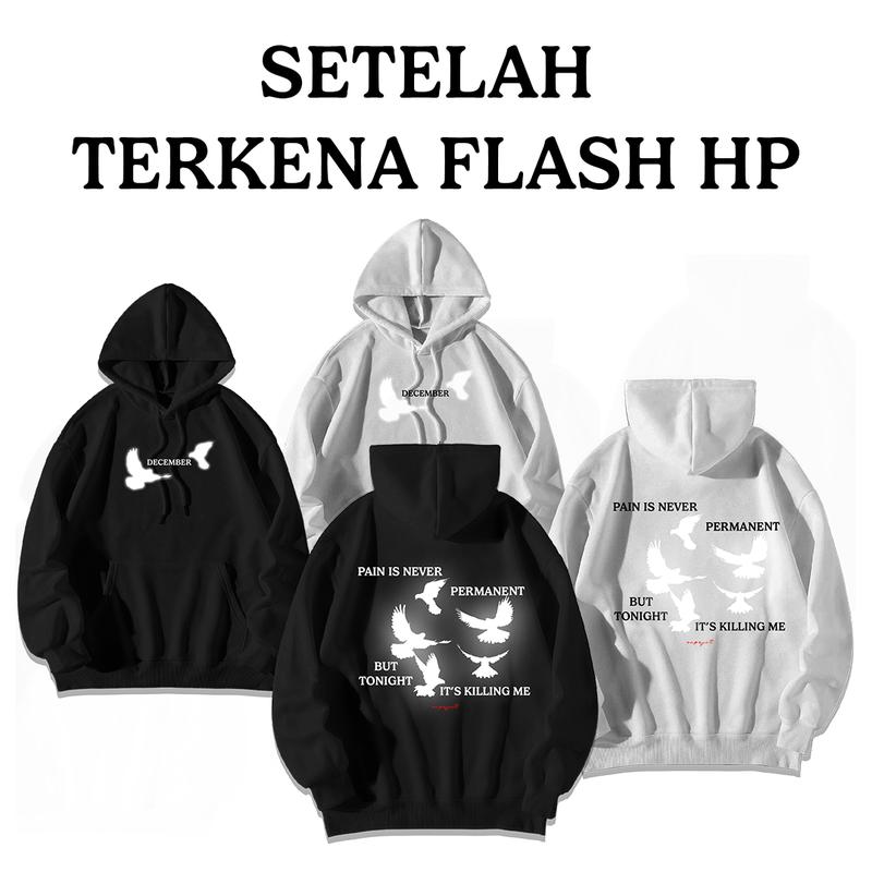 [Reflective Version] Hoodie Pain I Never Permanent Cotton Fleece unisex 4