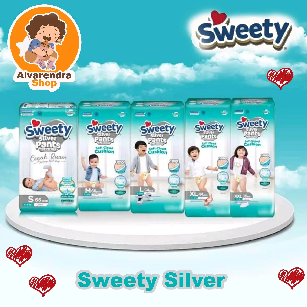 Sweety Silver Pants S66 / M60 / L54 / XL44 / S 66 / M 60 / L 54 / XL 44 Popok bayi Diapers Newborn