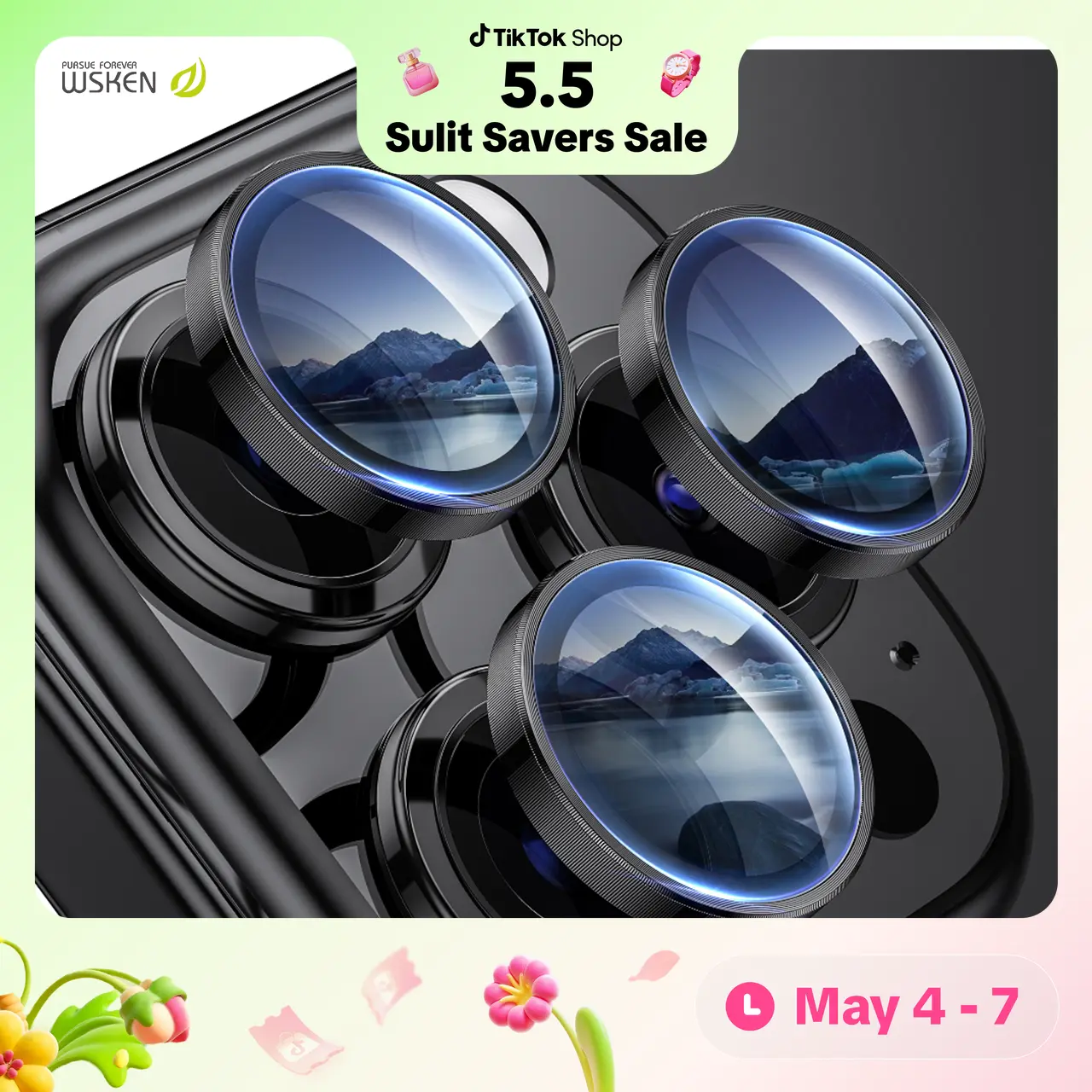 WSKEN for iphone 15 Pro Max/15 Pro /14 Pro Max/14 Pro Camera Lens Protector,[Night Shooting Mode] HD Tempered Metal Glass Camera Screen Protector Cover Film Accessories, black-4PCS [local delivery] Cases