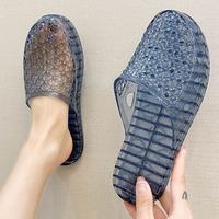 Gambar OKAIDO OFFICIAL STORE Sandal Selop Rumah Wanita Cewek Perempuan Bahan Jelly Karet Transparan Fashion Korea Merah Putih Oren Biru PVC Anti Air Anti Licin dan Nyaman - HITAM TRANSPARAN, 37 dari OKAIDO Official Store Kab. Tangerang 4 Tokopedia